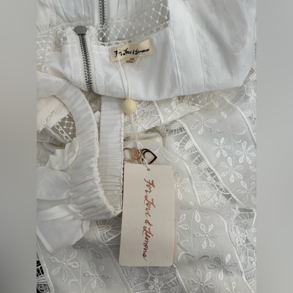NWT FOR LOVE & LEMONS Gabrielle Midi Dress in Ivory - Picture 12 of 13
